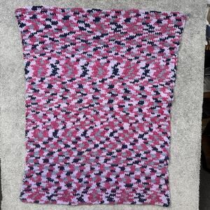Handmade Crochet Throw Blanket 39x46 Pink Purple Blue Gray Kids Boho Decor